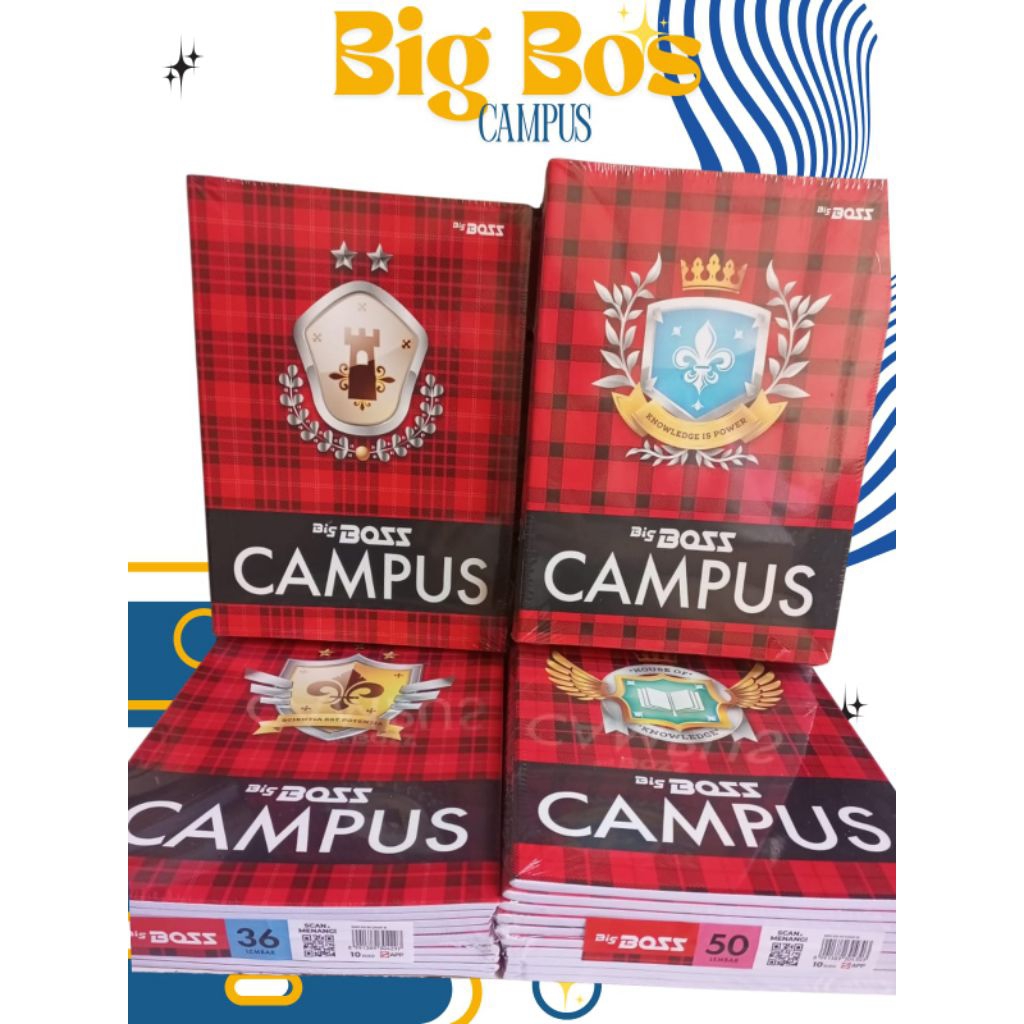 Buku tulis Big Boss campus ukuran boxy (1pack isi 10 buku)