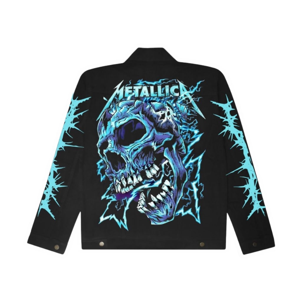 Jeans custom painting Metalica lightning