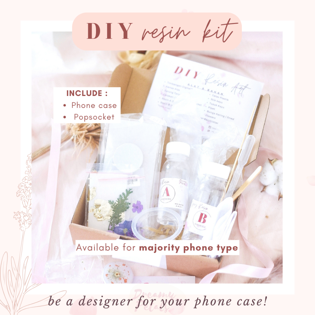 DIY Resin Kit Paket DIY Resin Kit Casing HP Bunga Kering Hadiah Wisuda Ulang Tahun Natal Lengkap den