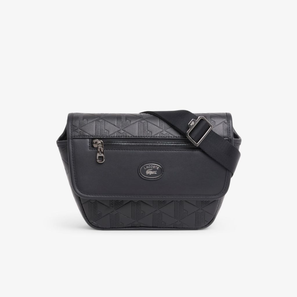 Lacoste Men's Mini Monogram Leather Messenger Bag Tas Selempang Pria