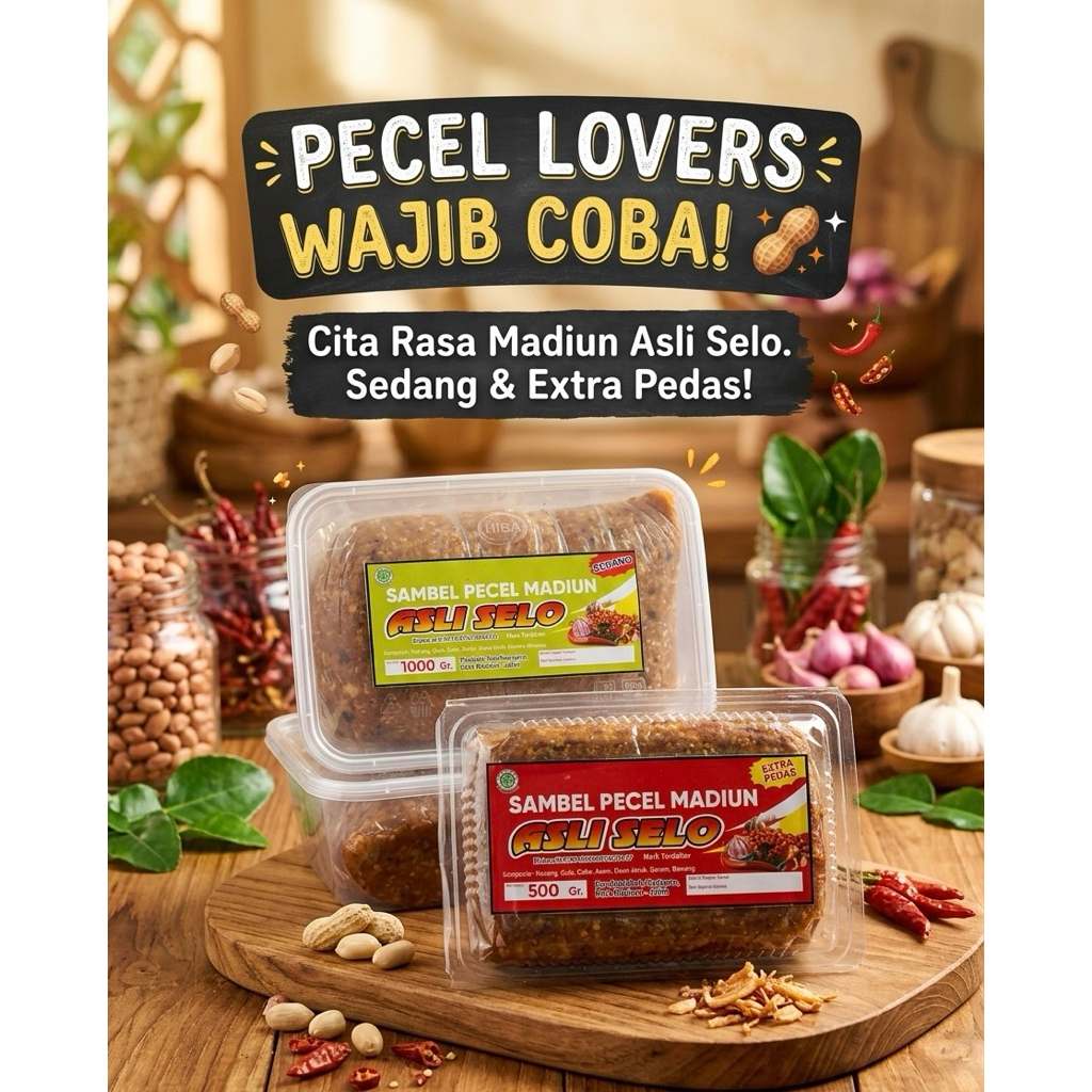 Sambel Pecel Asli Selo Madiun LEGENDARIS Bumbu Pecel Instan 500Gram Pecel Pedas