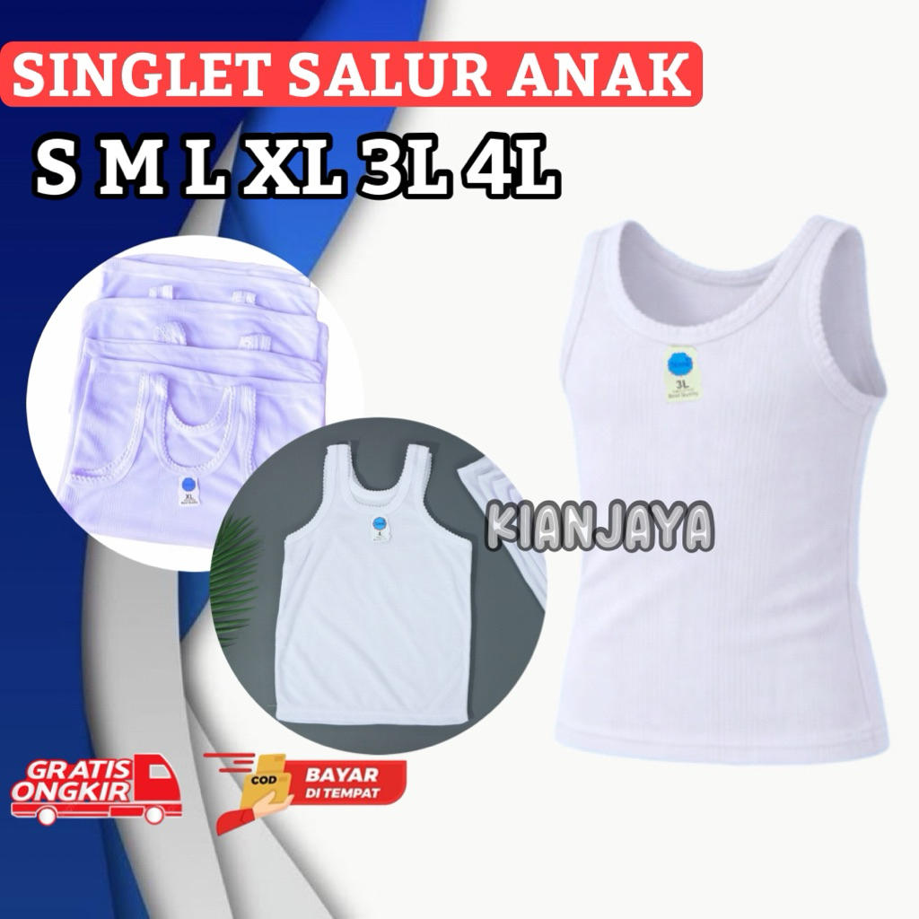 12 PCS SINGLET SALUR ANAK LAKI LAKI PUTIH POLOS KATUN TK SD SMP SMA KAOS DALAM ANAK COWOK