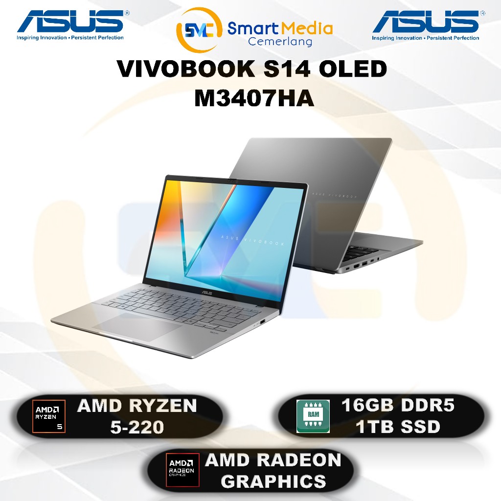 ASUS Vivobook S14 OLED M3407HA - Ryzen 5-220 - 16GB - 1TB - 14" Oled - W11- Office