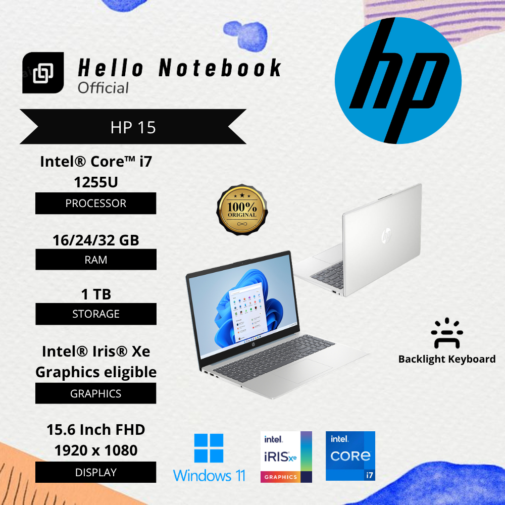Laptop Baru Hp Intel Core i7 1255u(Gen12) | Core 7 150u(Gen 14)  SSD