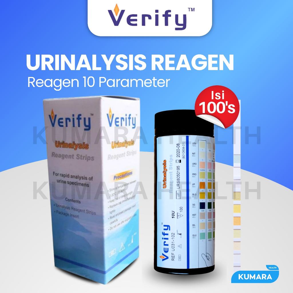 VERIFY - Urinalysis Reagen 10 Parameter isi 100's / Urine Strip Verify 10P