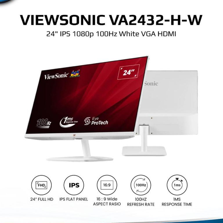LED Monitor Viewsonic VA2432-H-W FHD IPS 100Hz 1ms Vesa VA2432H