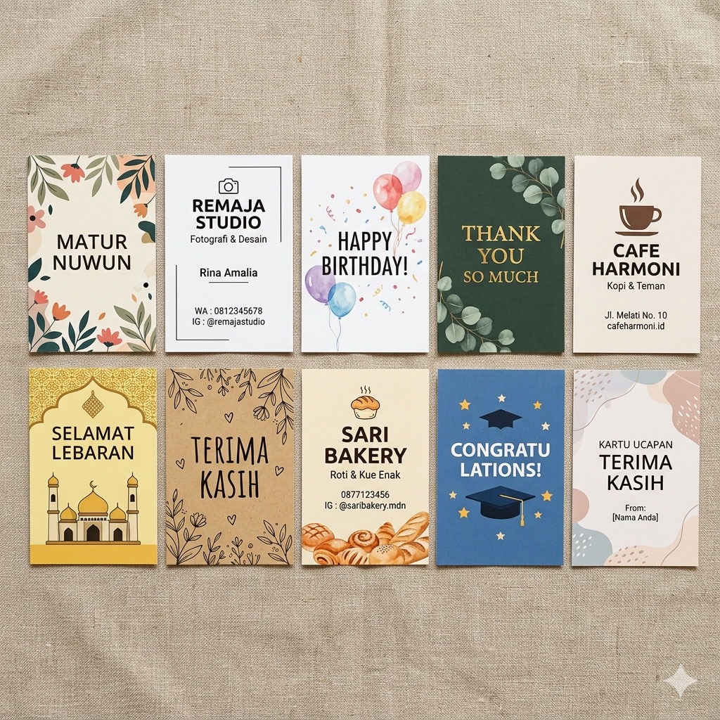 CETAK CUSTOM KARTU NAMA / UCAPAN TERIMA KASIH / KARTU SOUVENIR / DLL 6X9 cm BC 150