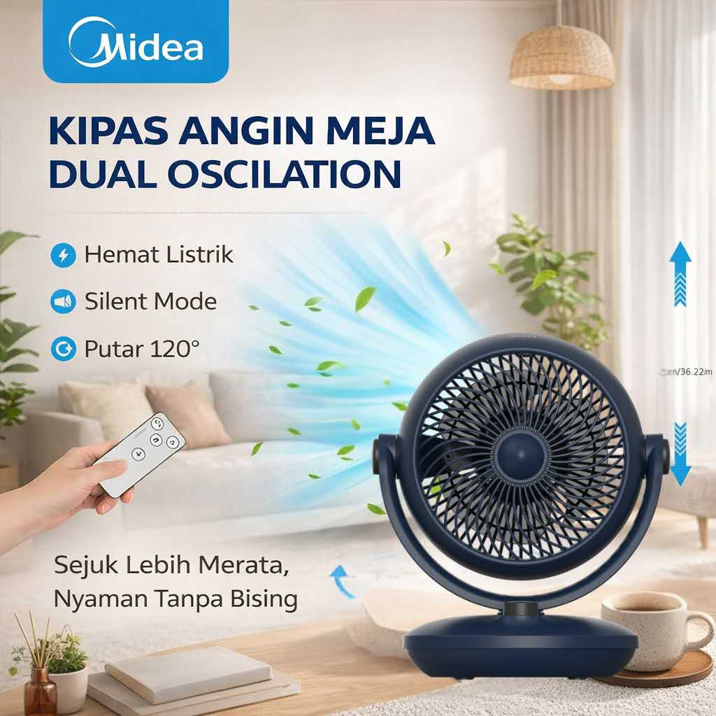 Midea | Kipas Angin duduk deck | Kipas angin kencang dudukan | Kipas angin meja MFG150MOAPB