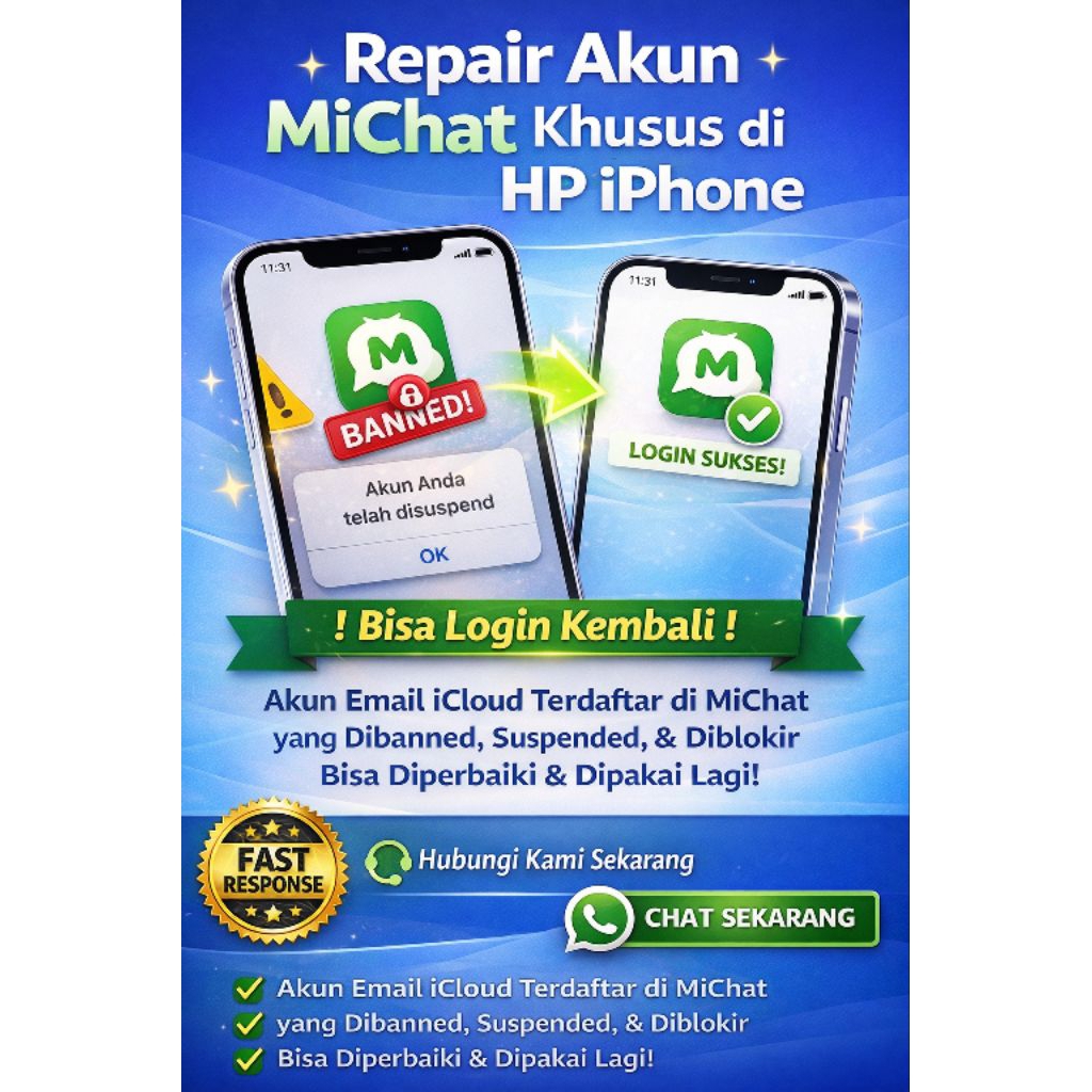 Jasa Repair Akun MiChat iPhone iCloud Login Kembali | Akun Suspend/Blokir Solusi iPhone Bisa Dipakai