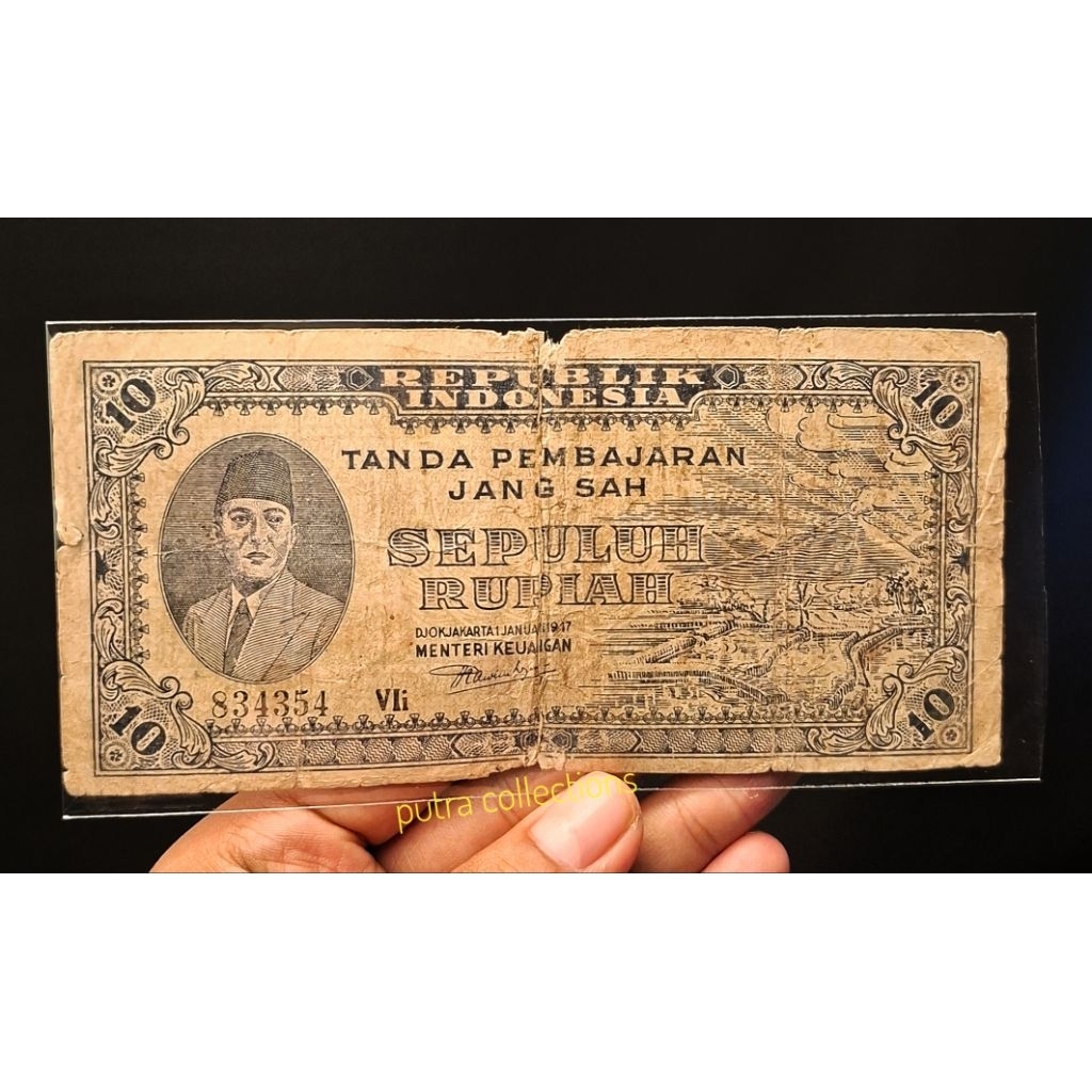10 Rupiah Sukarno RIS  1947 Sesuai foto (A15)