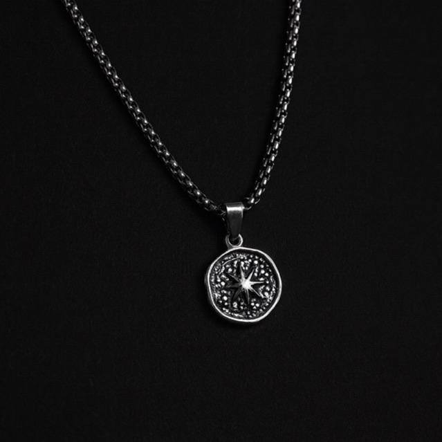 Kalung Pria Premium Smile Necklace Cross Galaxy Star Bintang Pendant Korea Style Perak Silver Pria W