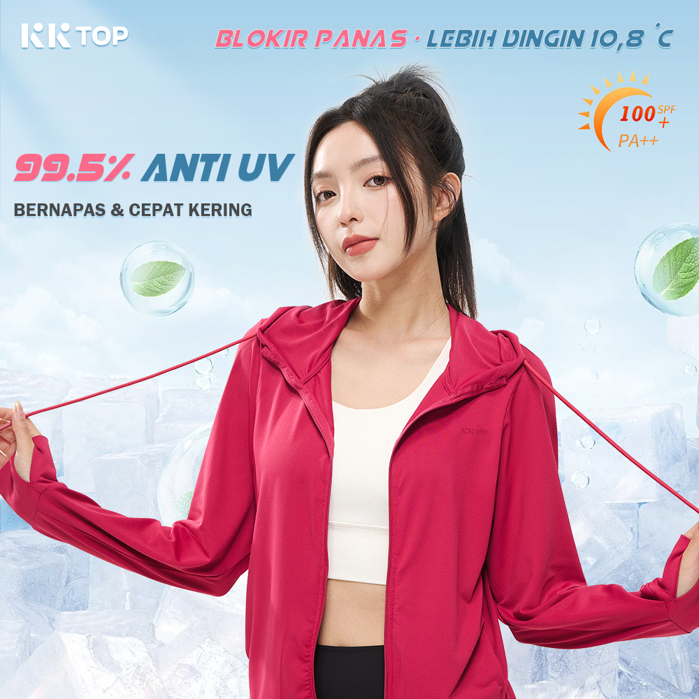 KKTOP - Jaket Anti UV Wanita Hoodie Olahraga Jaket Airism Sport UPF100+ (J010)