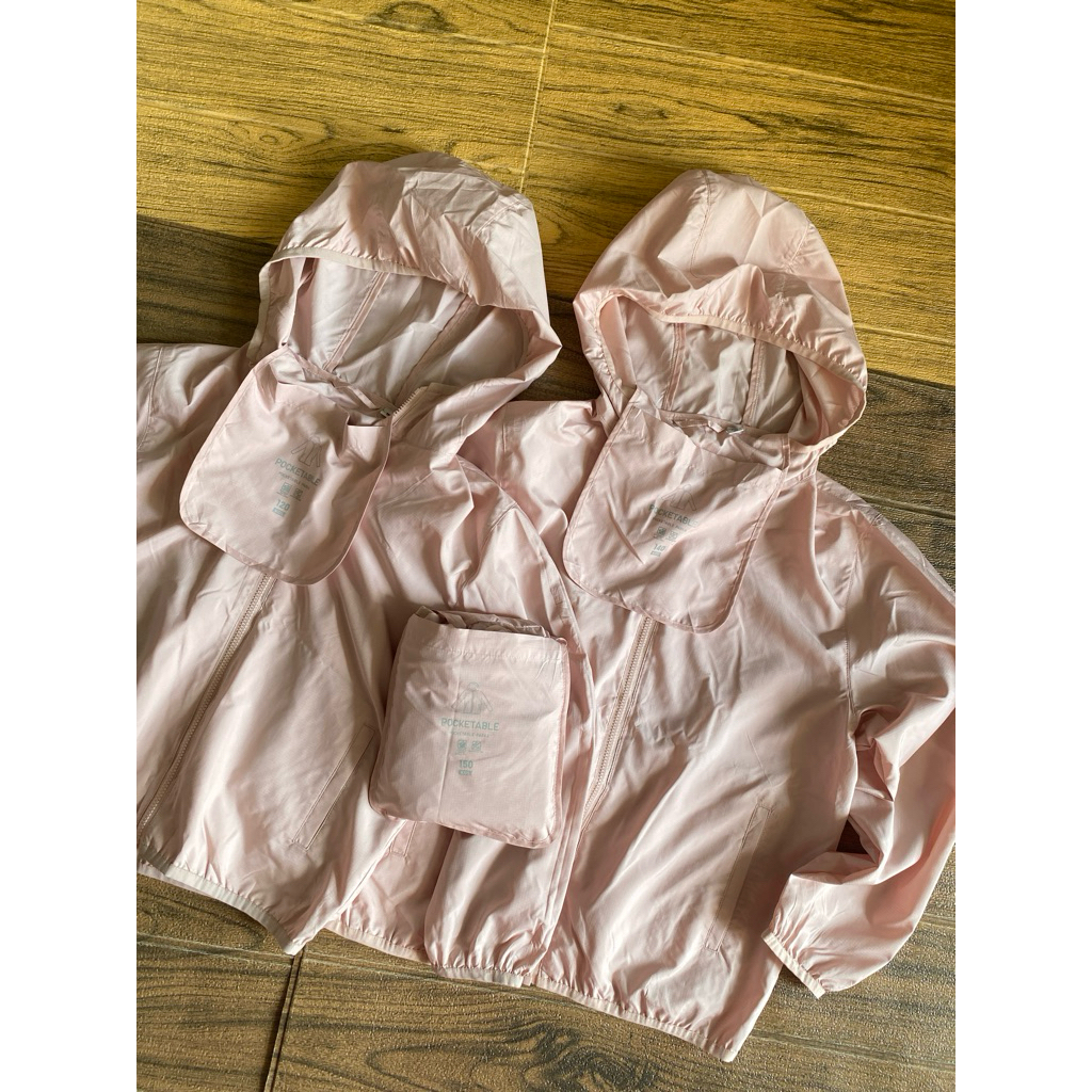 jeket parasut pocketable parka lightweight dusty pink tosca pastel putih lilac uv protection durable