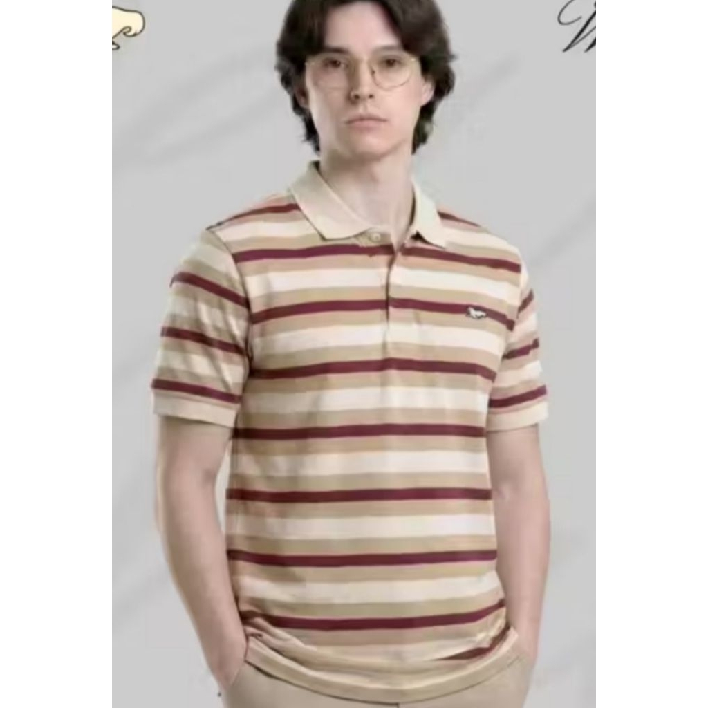 WALRUS Kaos Polo Original Motif Garis Pria