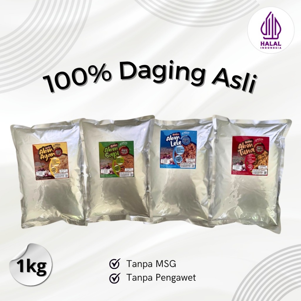 Grosir Abon 1 kg Ayam Sapi Lele Tuna Pedas dan Manis Asli 100% Tanpa MSG Tanpa Pengawet