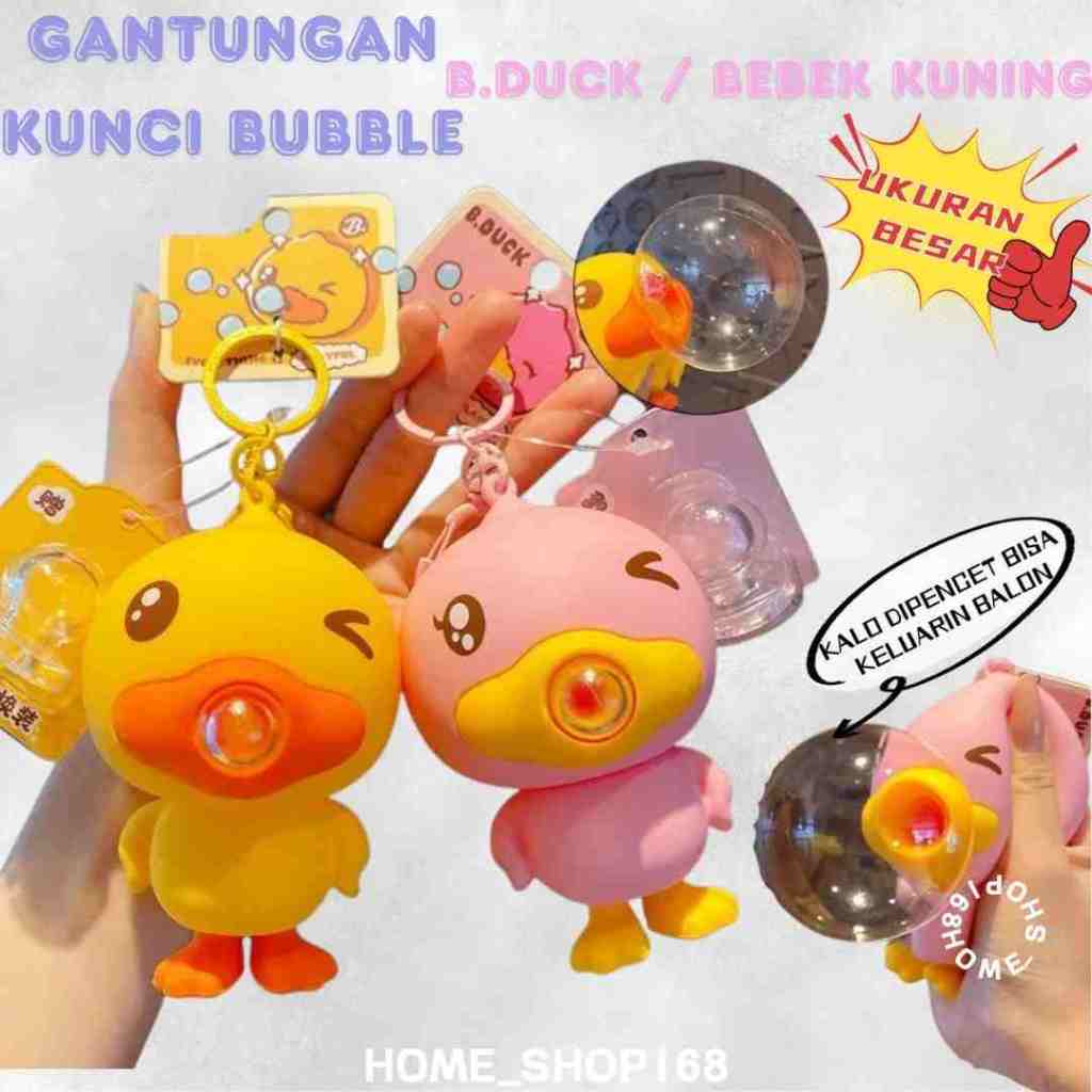 FREE BALON Gantungan Kunci B.Duck With Bubble ORIGINAL Gantungan Tas Bebek Lucu Viral B.Duck Squishy