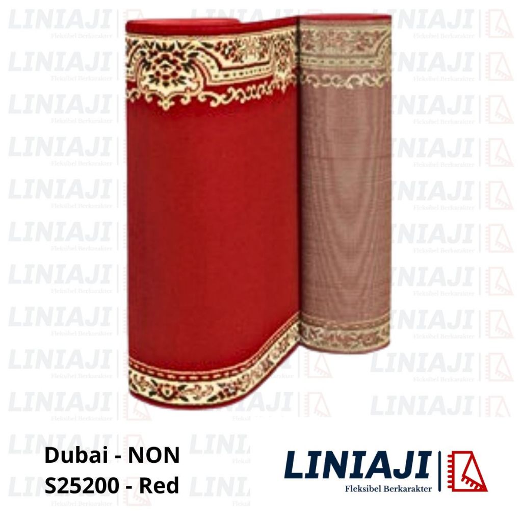 LINIAJI - Dubai Tebal 10mm Karpet Meteran Sajadah Masjid Mushola / Hijau Merah Polos Bintik - MTR