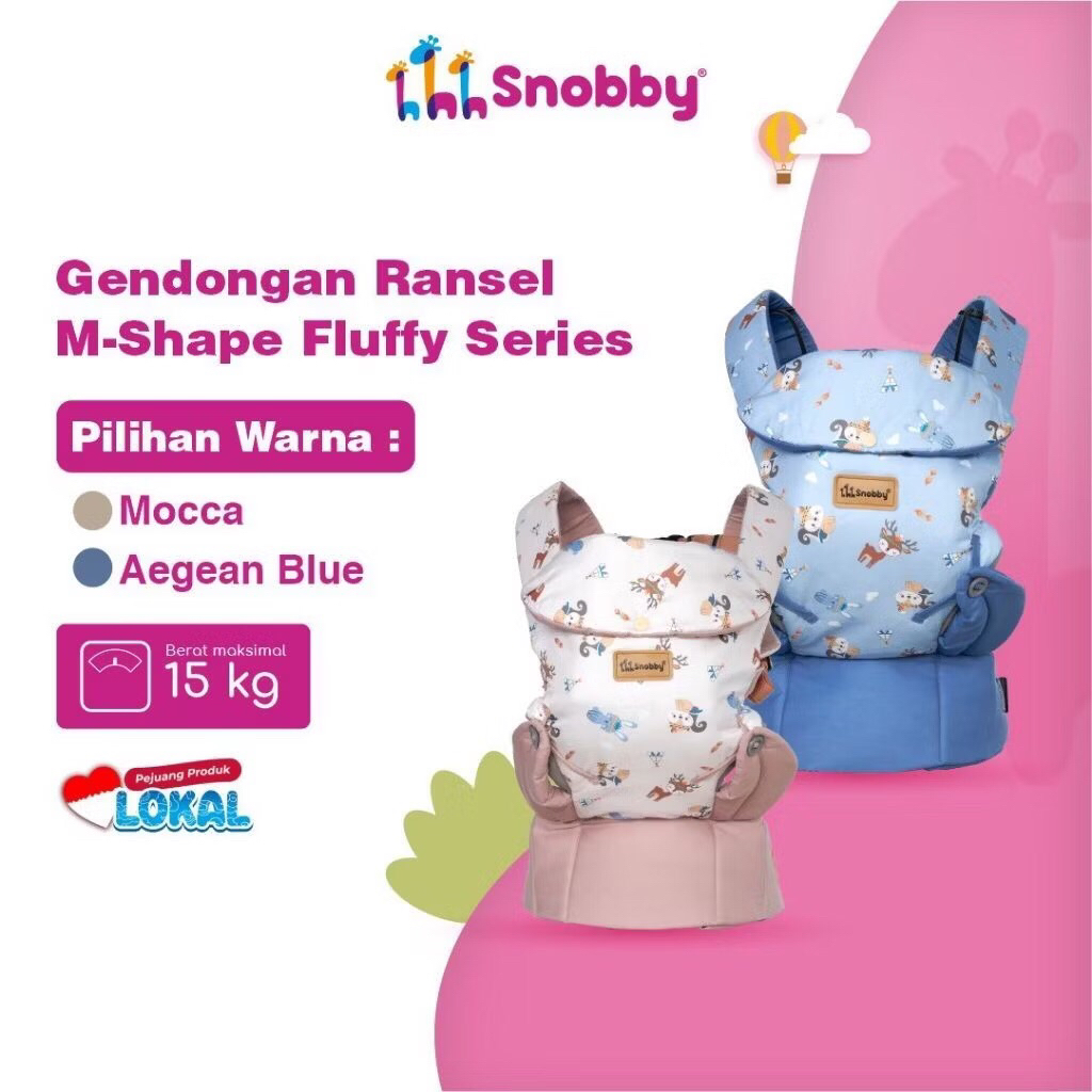 Snobby Gendongan Ransel M-Shape Fluffy Series SBG0541 | Gendongan Bayi M Shape