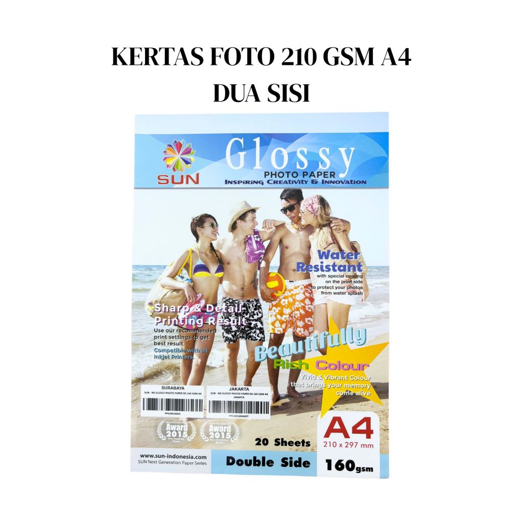 Kertas Foto Glossy 210 gsm A4 2 Sisi