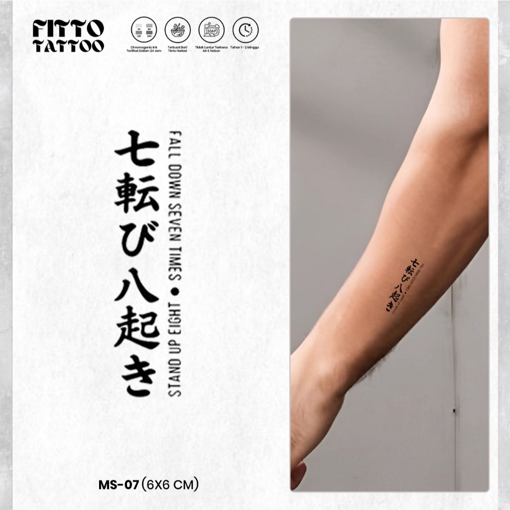 Tato Temporer Premium Kaligrafi Cina Jepang Quotes Bahasa Tulisan China Tattoo Fruit Ink Anti Air