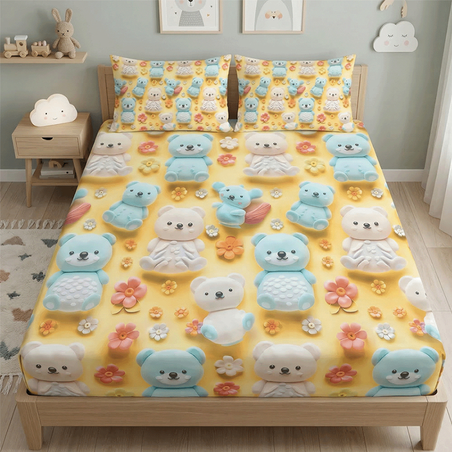 sprei Bahan katun Sutra Jepang Ukuran 180x200 Motif Anak Lucu Kain Dingin Anti Geser