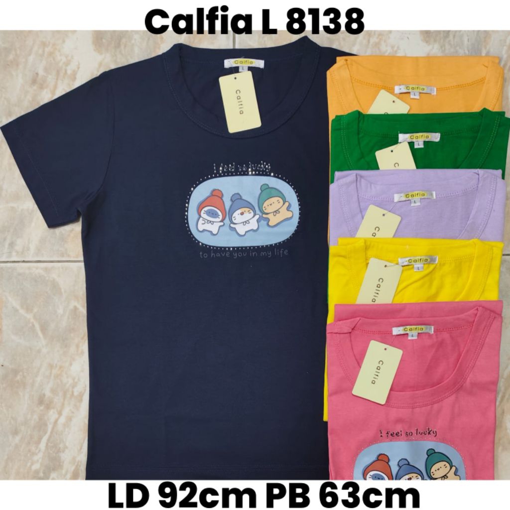 kaos calfia,atasan wanita murah,merk calfia,tebal,adem,size L