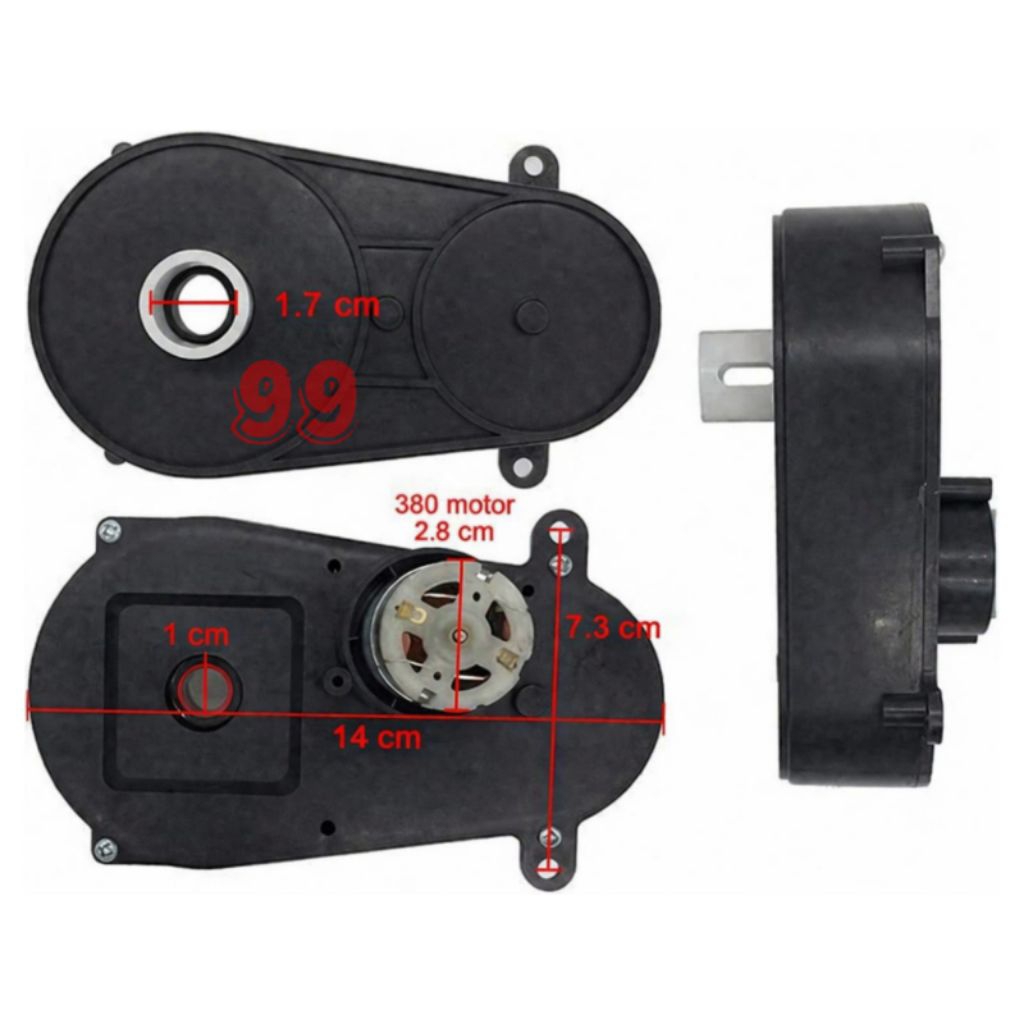 dinamo gearbox stir kemudi mobil aki mobil remote anak Weelye 12V Steering Gearbox with Motor RS380