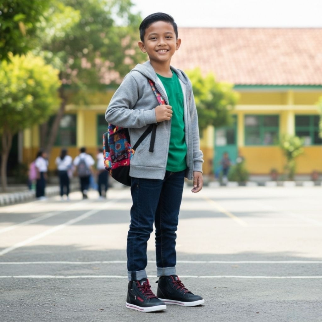Sepatu Sneaker Anak Dallas RX Pro Black-Red Ori Gratis Kaos Kaki