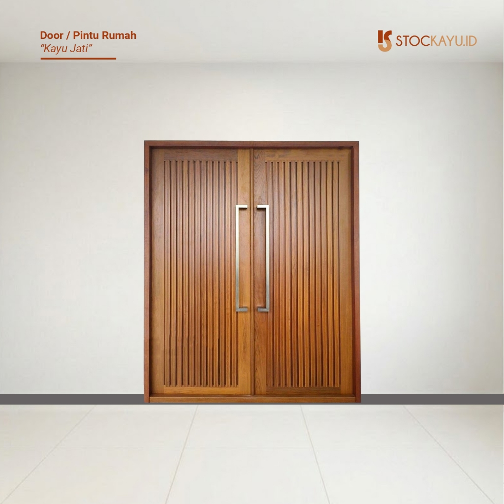 Stockayu.id - Pintu Kusen Rumah Double Kayu Jati Modern Minimalis