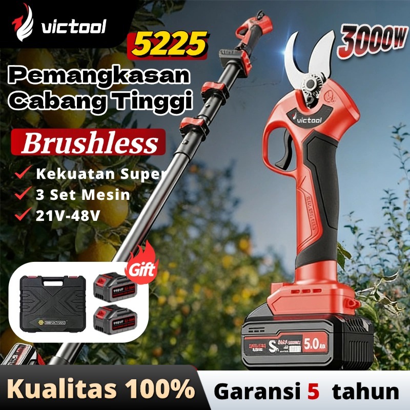 Victool Gunting Dahan Elektrik 3000W Motor Brushless Portabel Gunting Taman Listrik Gunting Cabang T