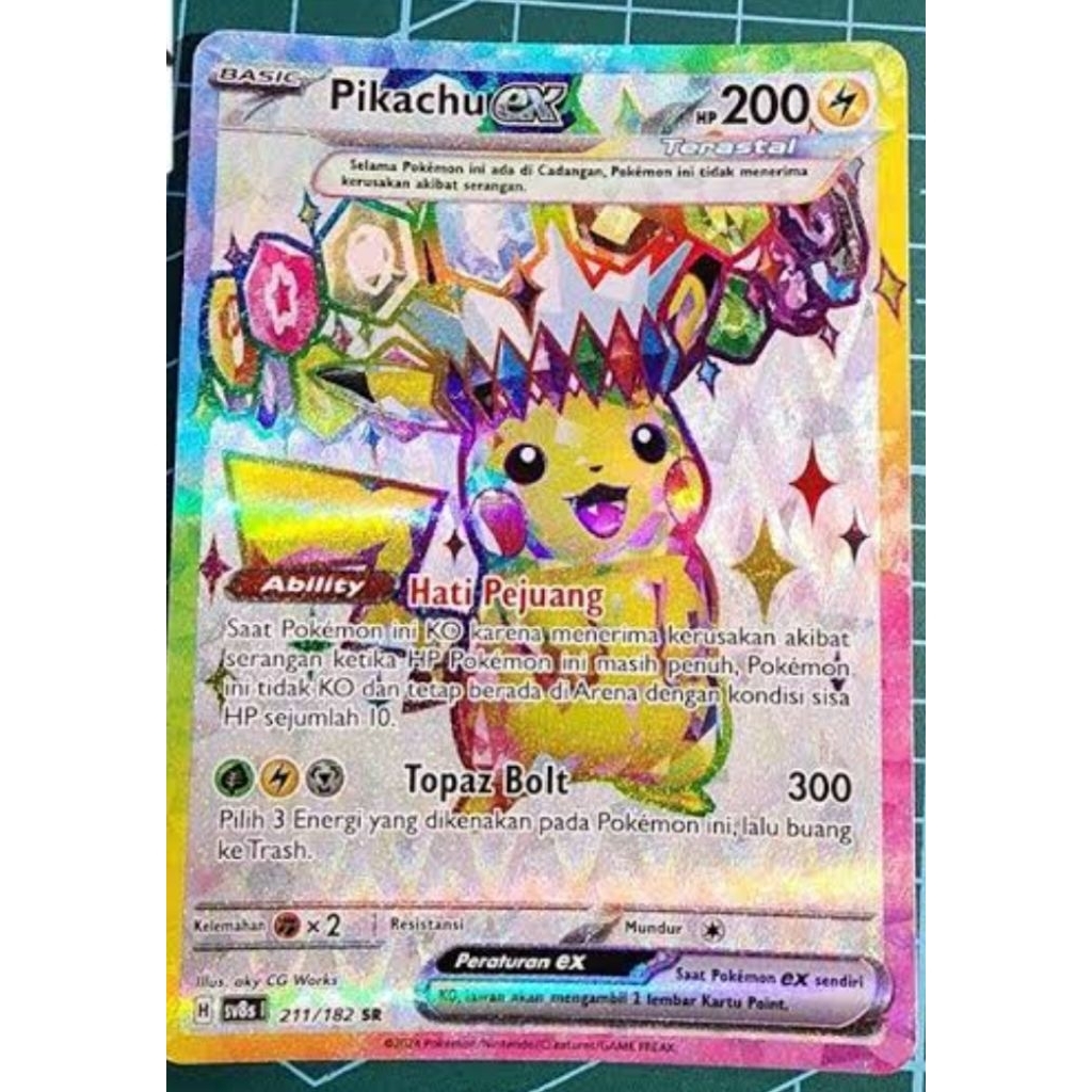 kartu pokemon pikachu SR dari set kilat rasi