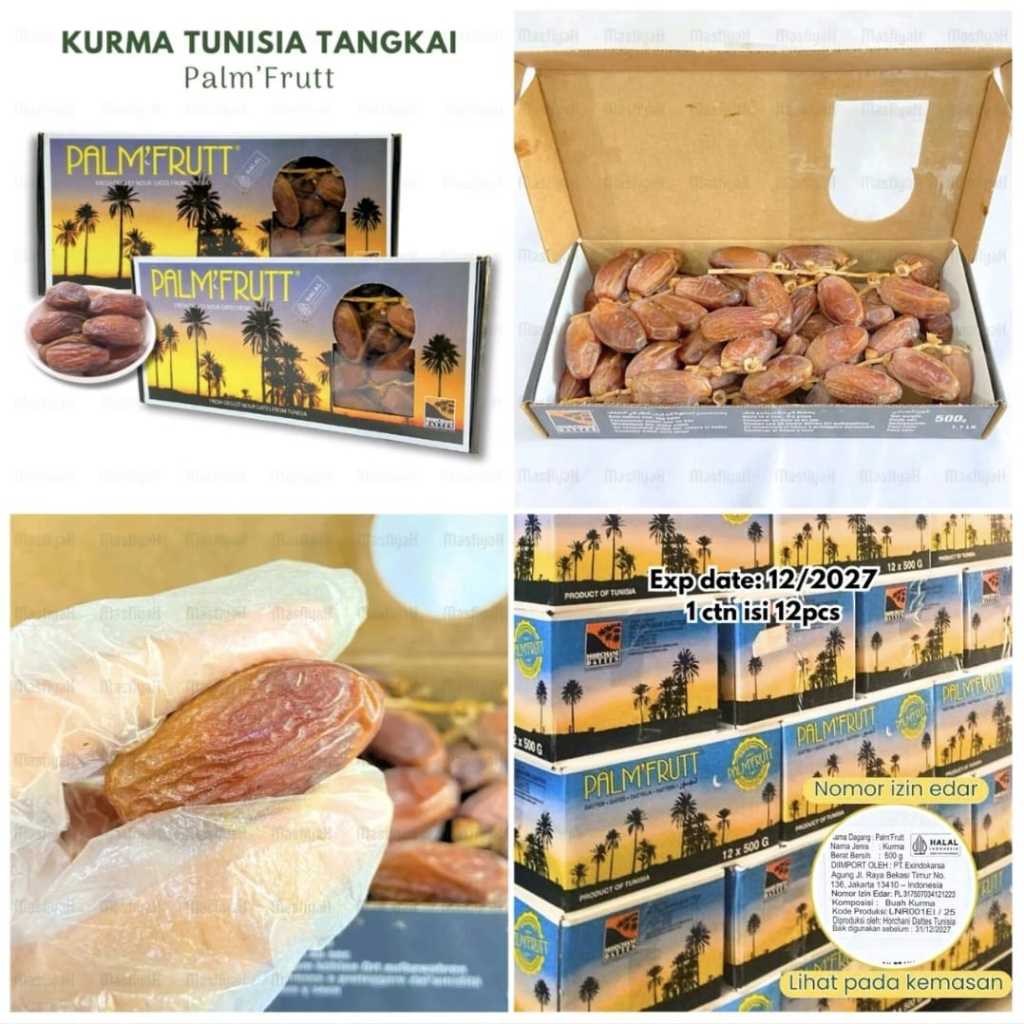 KURMA PALM tunis DATES 500 gr 3PCs/ PALM FRUTT TANGKAI / palm fruit500gr KEMASAN DUS EXP 2027