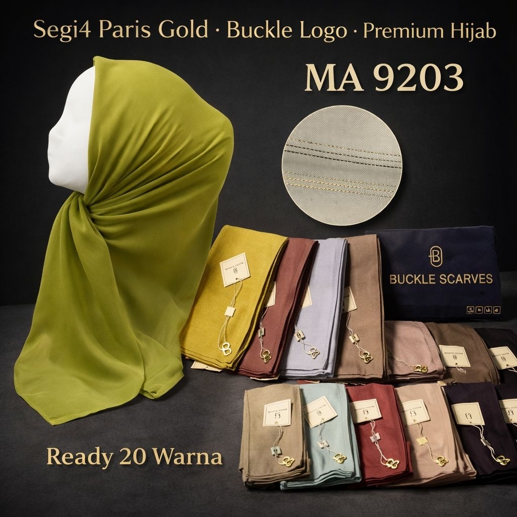 ISI 10 PCS Grosir Kerudung Jilbab Segiempat BUCKLE PARIS GOLD LOGO POUCH Mat Paris Premium