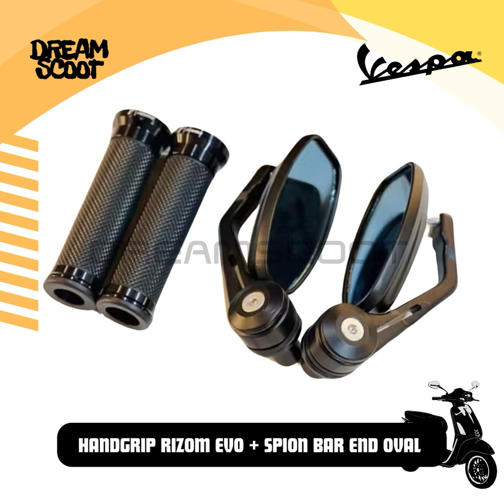 Paket handgrip rizoma evo Spion bar end Rizoma Oval Vespa Matic Vespa sprint Vespa Primavera Vespa s