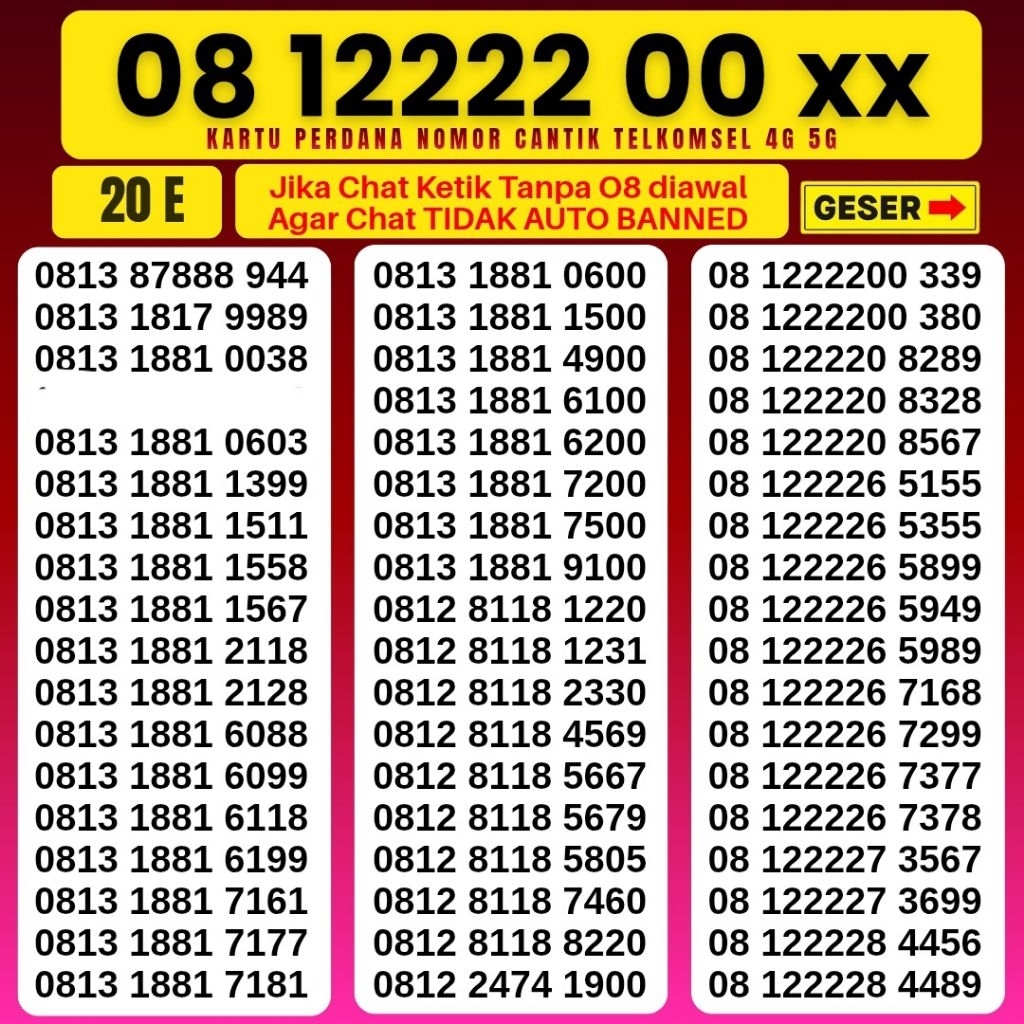Nomor Cantik Simpati Telkomsel 3G 4G 5G Kartu Perdana Telkomsel Camtik Nocan Simpati Kartu Perdana S