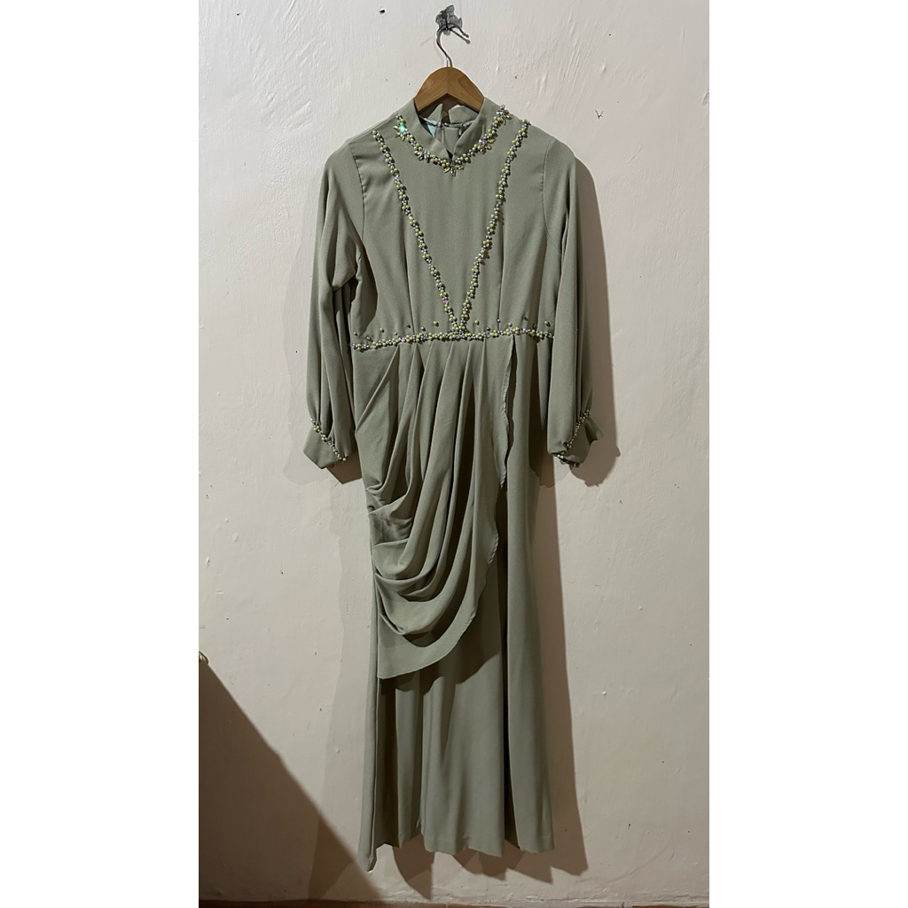 PRELOVED Dress gamis muslim baju pesta sage A