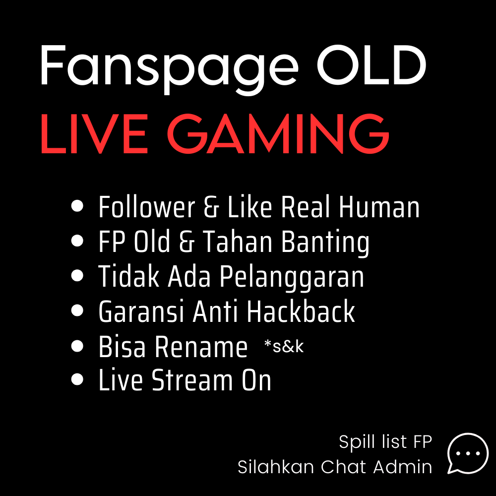 Fanspage/Halaman Facebook Gaming Old/Fanspage Old Fitur WA Master/ Fanspage Old Boost Ads/Iklan Berg