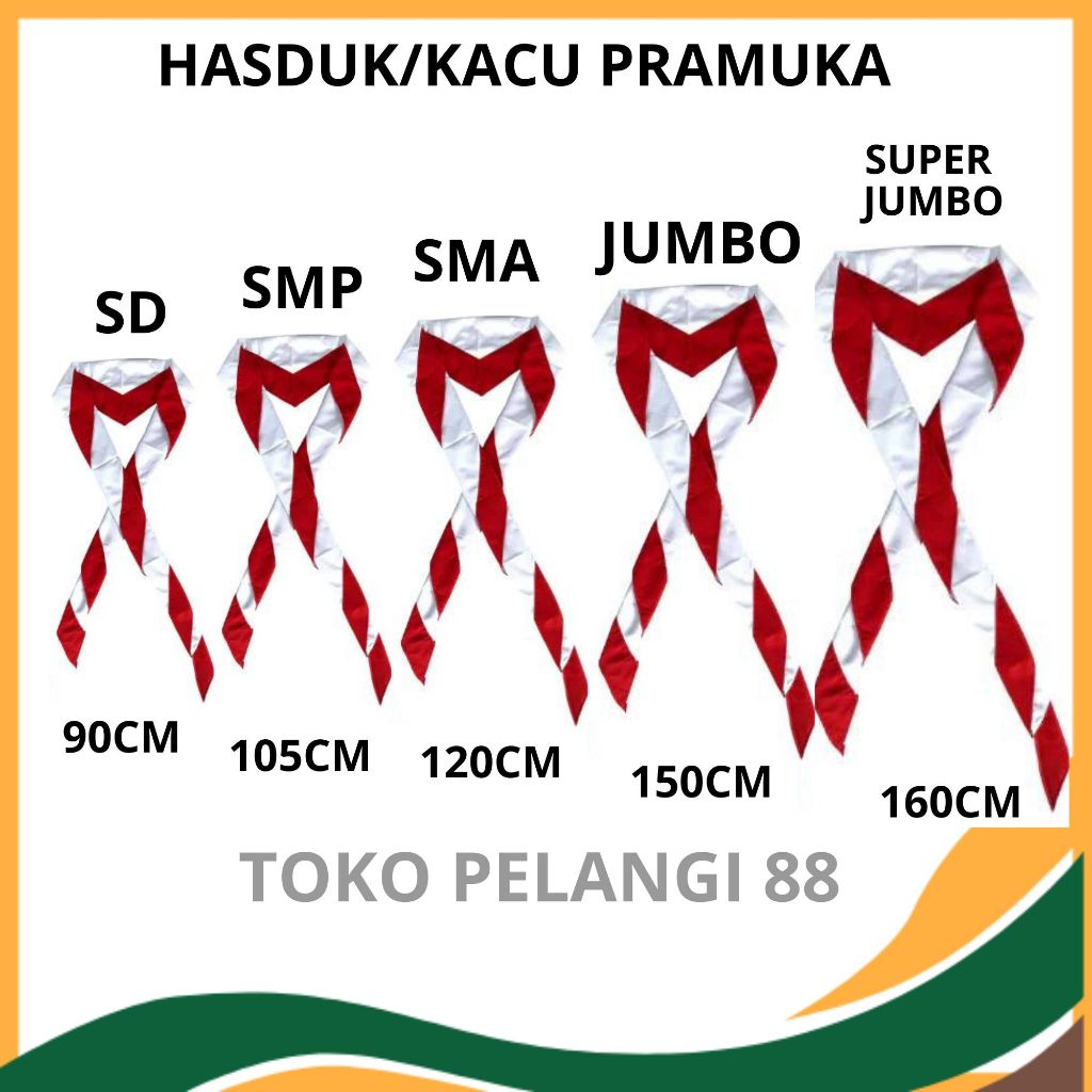 Kacu Hasduk Pramuka Merah putih Murah SD SMP SMA Siaga/Penggalang/Penegak/Pembina Panjang 90/105/120