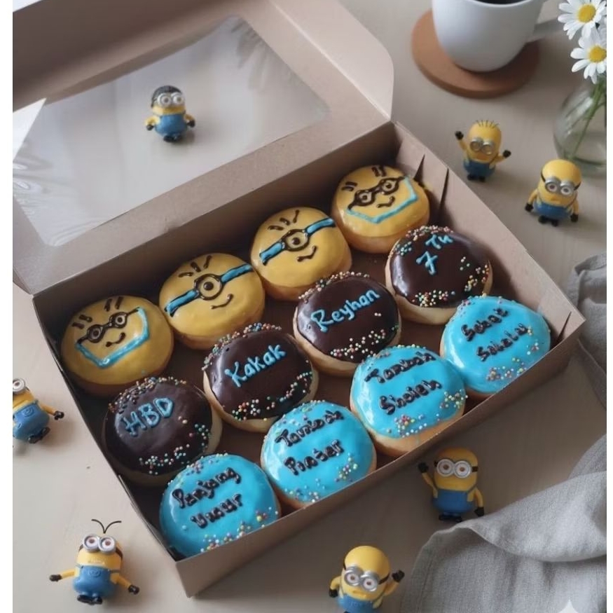 Donat ultah karakter/Donat minion/Donat Spiderman/kue ultah karakter