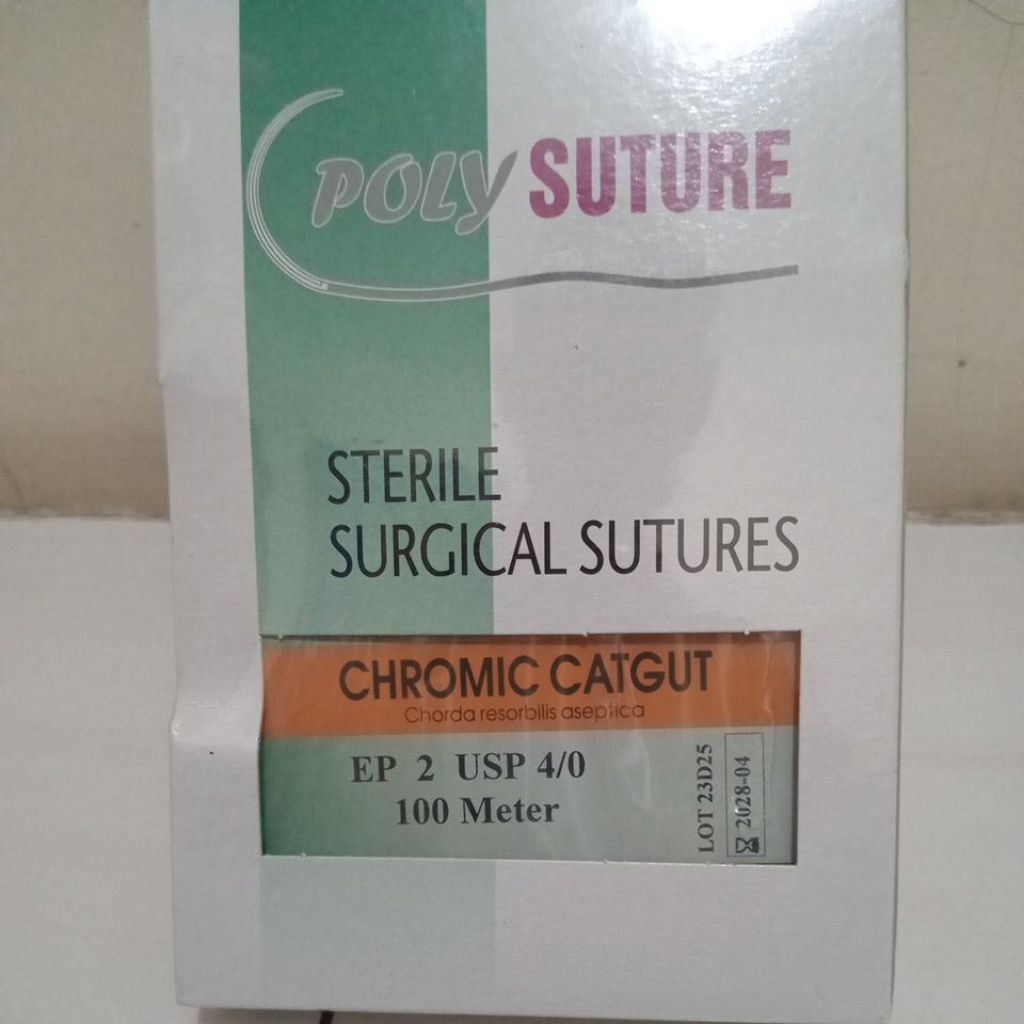 Polysuture Sterile Catgut Chromic 4 0/Chromic 4 0/Benang Chromic 4 0/Benang Jahit Chromic 4 0/Cat Gu