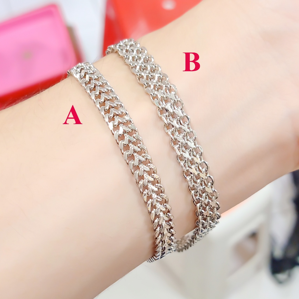 Gelang Pria Wanita Unisex Perak Silver Model Rantai Tikar Mewah Tahan Karat