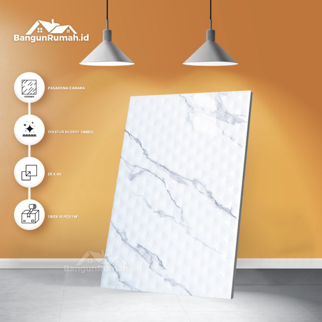 Keramik Dinding Emboss Pasadena Carara 25 x 40