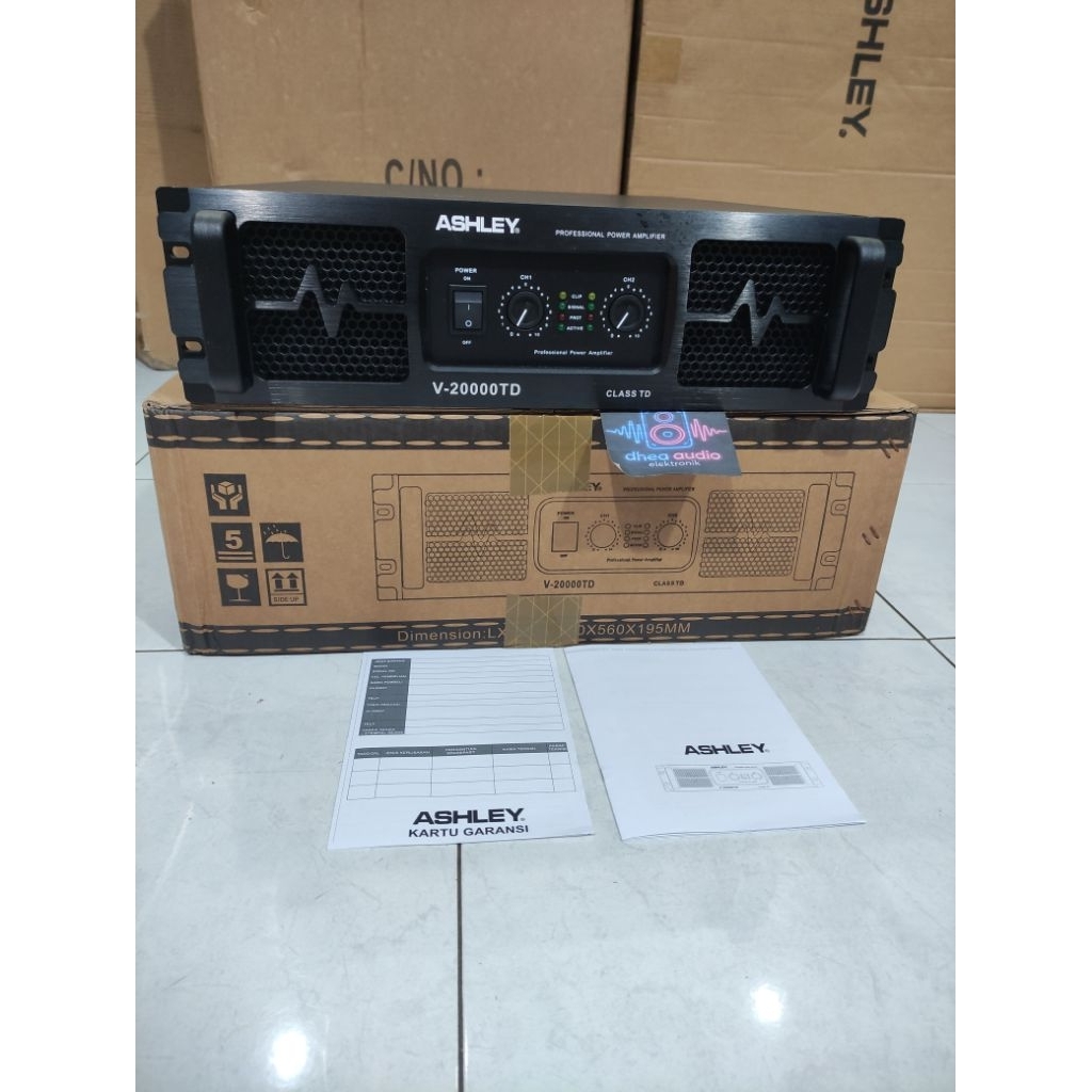 Power Amplifier ASHLEY V-20000TD Class TD 2 x 2800 watt Original garansi resmi Body Panjang 4 kipas 