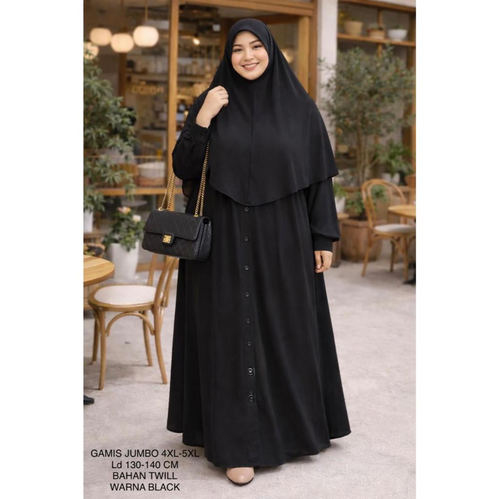 Gamis Syari Jumbo Bigsize Ld 130-140 Model Set Hijab Terbaru