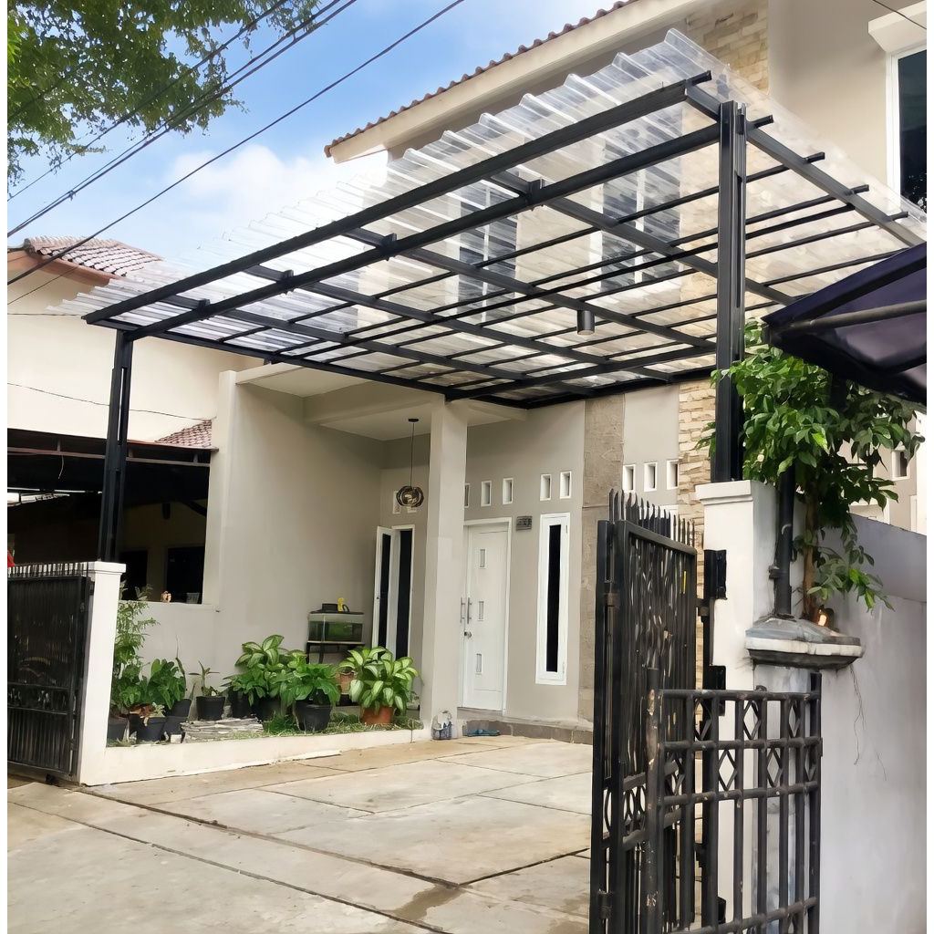 ‎Kanopi Baja Ringan Atap Spandek Transparan + PASANG Jabodetabek - Harga Per Meter Rp350.000 All In 