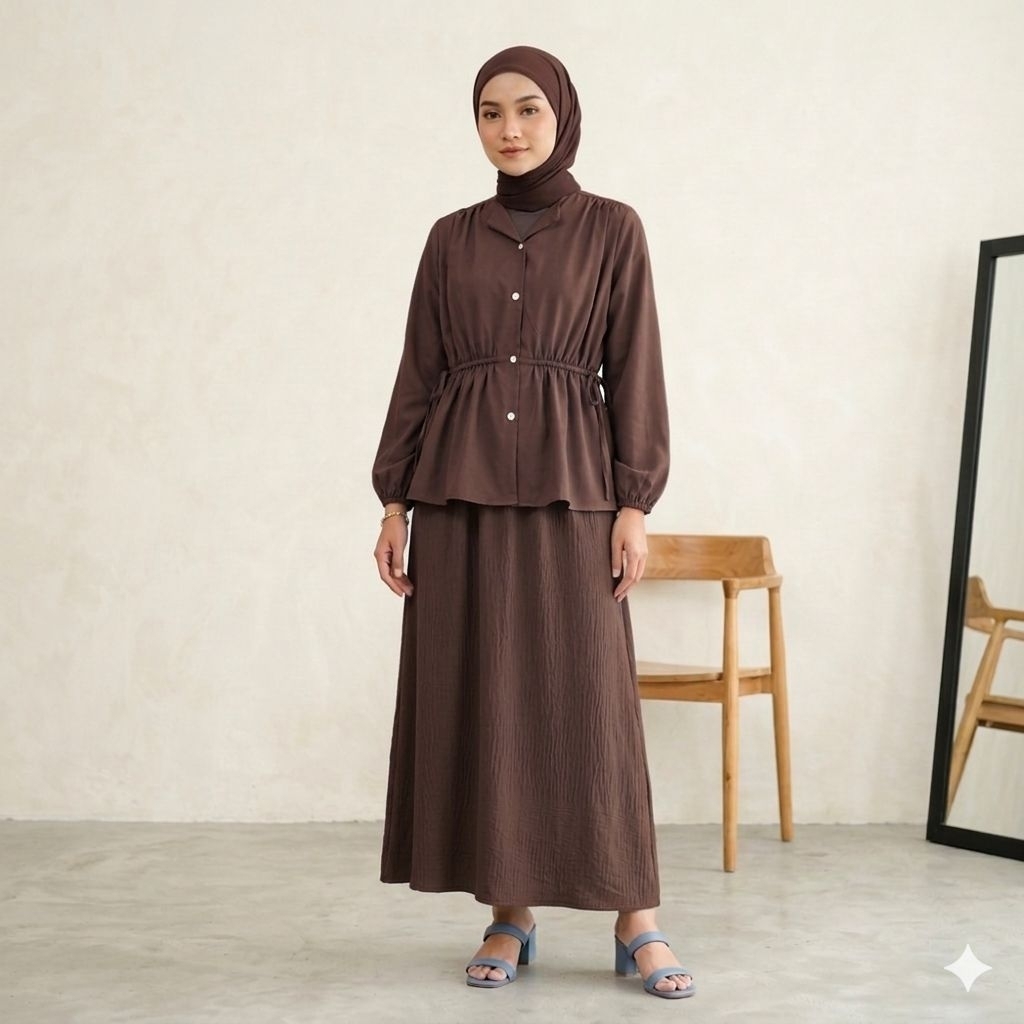 Eshal Set Rok || Setelan rok crinkle airflow