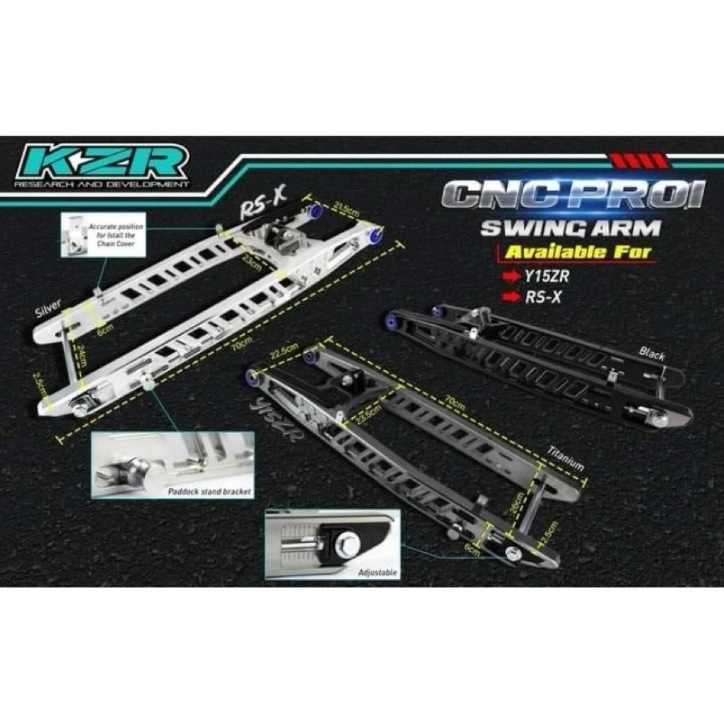 Swing arm long arm cnc pro 1 panjang 70cm mx old,mx new,mx king kzr racing malaysia.