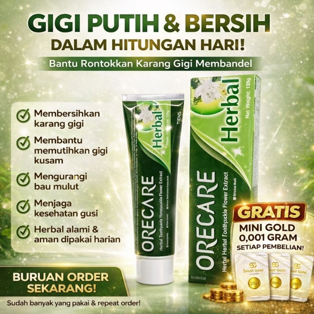 Pasta Gigi Pemutih Tiens Orecare Herbal Ampuh dan Cepat Original  Perontok Karang dan Plak Gigi