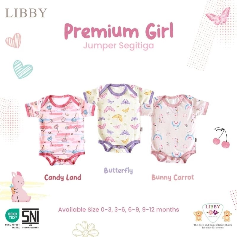 Libby Baby Jumper Segitiga|Jumper Bayi Libby Baby|Baju Bayi Lengan Pendek Unisex|Jumper Bayi Libby B
