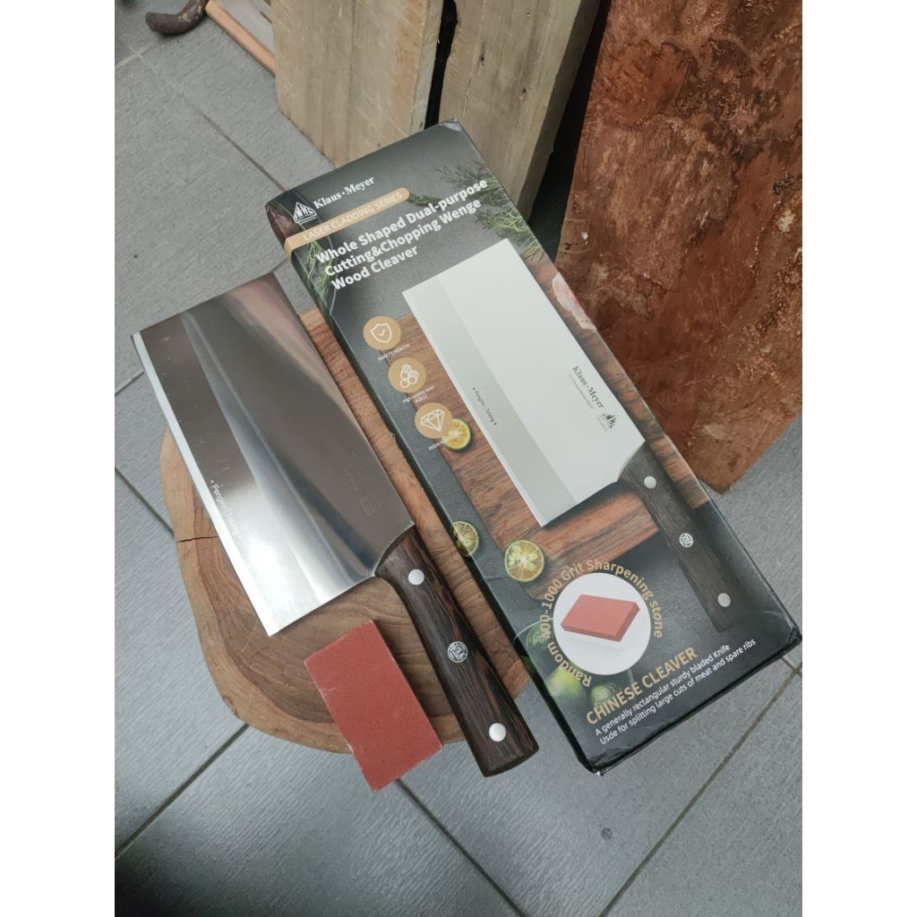 Pisau Dapur Cleaver 19,5 cm Klaus Meyer Fulltang Tajam Rapih Presisi Ada Asahan